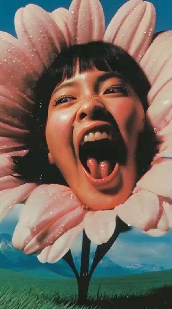 Flower with a woman face siniging