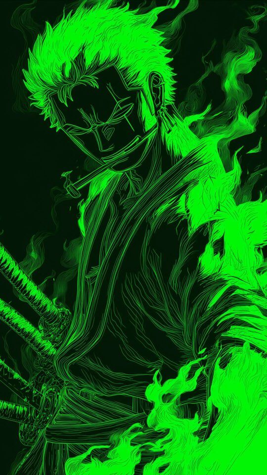 Roronoa Zoro Green Neon artwork