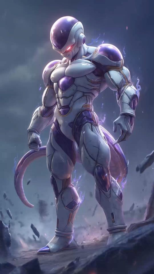 Dragon Ball villain, Frieza, in his powerful final form, ready for battle